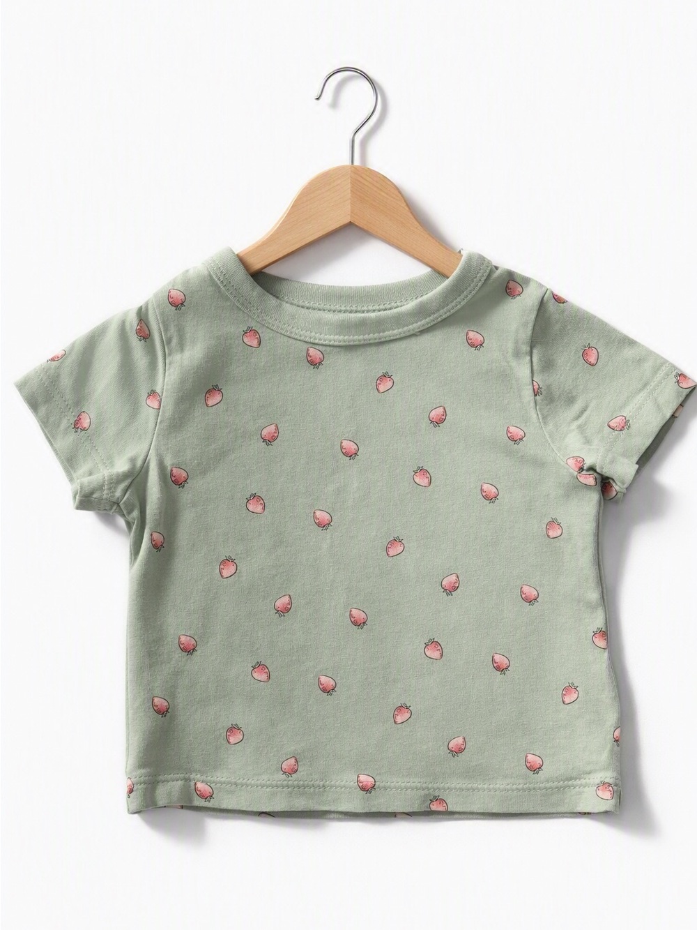 10/$15 Joe Fresh Sage Green Strawberry Print T-Shirt